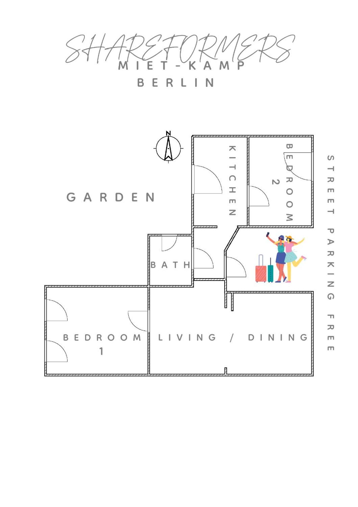 Miet-Kamp Ruhig, Zentral, Nahe Messe, Ausgefallenes Design 2 Schlafzimmer Berlin Exteriör bild
